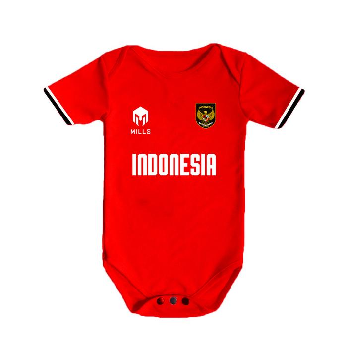 Romper Baju Bayi Bola Jumper Jumpsuit Timnas Indonesia Home 2023 Mills