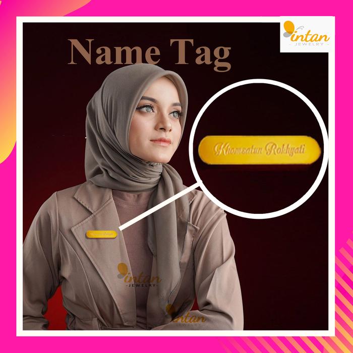 Bros Nama Panjang Sendiri/ Name Tag Papan Nama Nama Dada Akrilik Gold SIlver Rose Gold Mirror Costum
