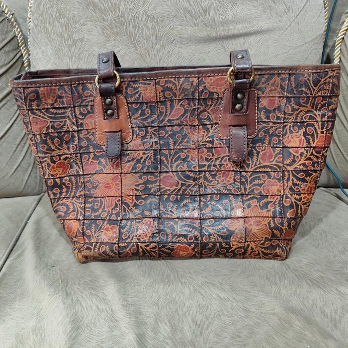 Tas Bahu Vintage Lukisan Batik Diatas Kulit Ori tua Minus kusam didlm