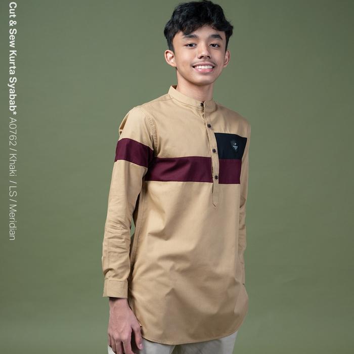 SAMASE KURTA SYABAB A076 Cut Sew Khaki Meridian | Baju Koko Anak Remaja Muslim Pria