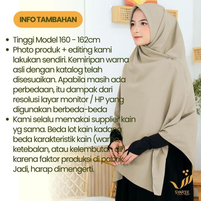 Alifa 150 | Jilbab Segi Empat Syari Jumbo Tebal Polos Wolfis Syaree Fashion Oki Setiana Dewi 150X150