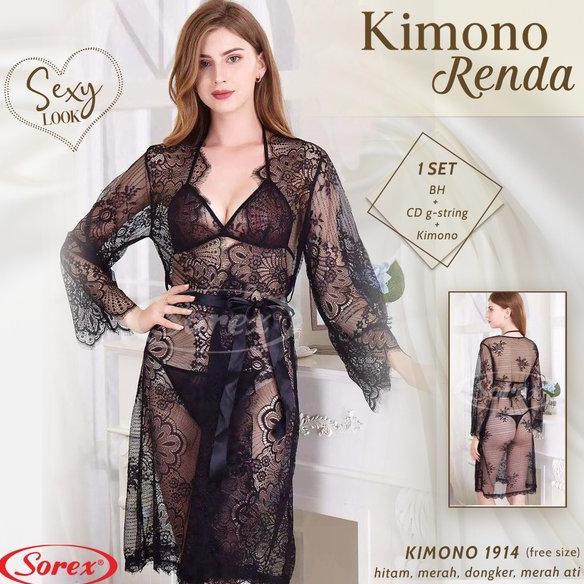 Kimono Set Lingerie Sexy Transparan SOREX Kimono 1914 Terlaris