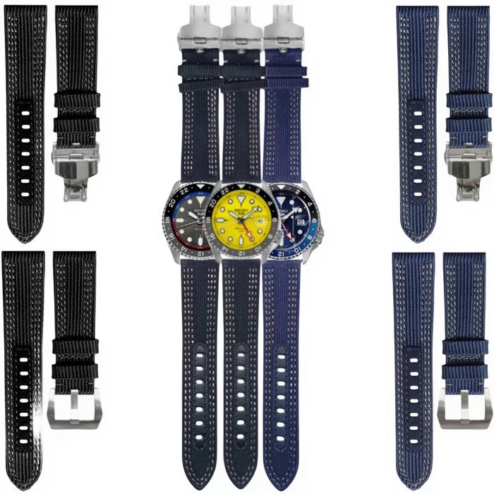Tali Jam Tangan Seiko 22mm Replacement Strap Kanvas Seiko 5 Sport 7006.22