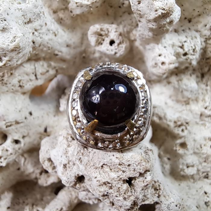 Cincin Batu Natural Red Garnet Star Ber Memo # 2