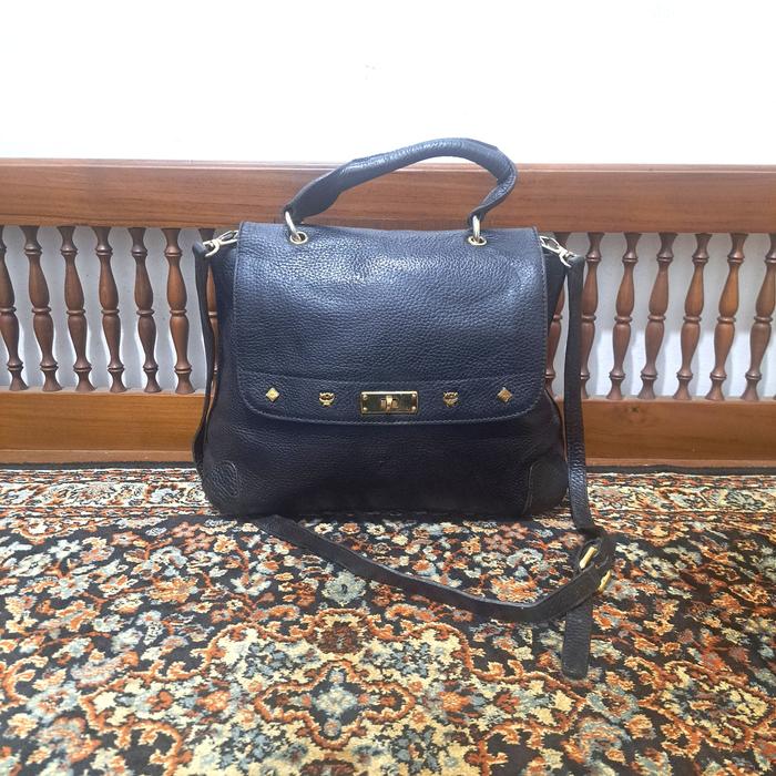 tas sling bag mcm tas sling wanita kulit asli warna hitam