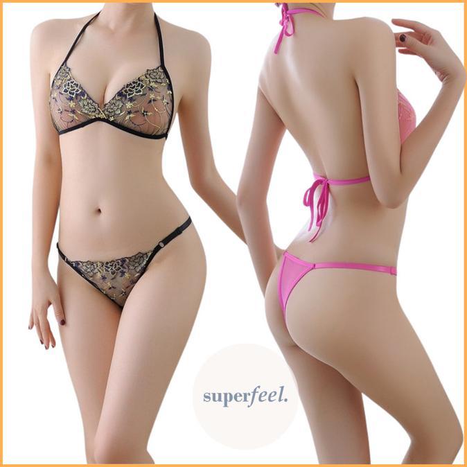 SET LINGERIE WANITA SEXY BROKAT LACE TRANSPARAN SEKSI HOT CD BRA 575