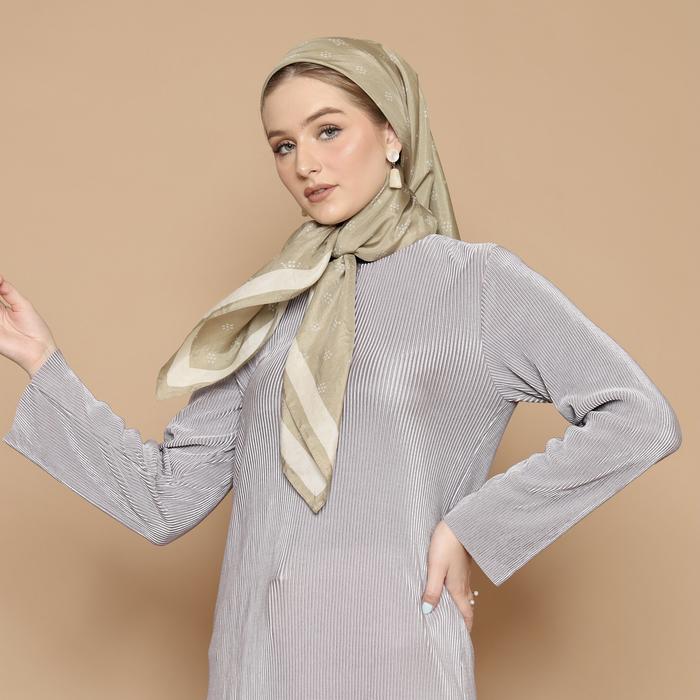 KHANAAN + MONOGRAM SCARF + SAGE