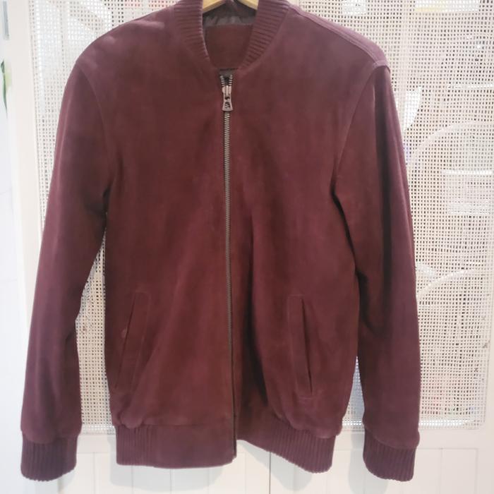 Leather jacket suede warna maroon burgundy jaket kulit