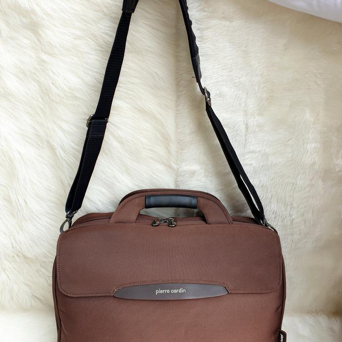 Tas Pierre Cardin Tas Travel Selempang Handbag Besar Kanvas Coklat Tas Kerja Briefcase Pria Tas Bera