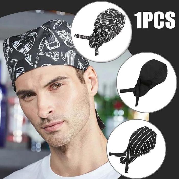 Bandana Chef/Topi Kitchen Hitam/Topi Chef Ikat/Topi Masak Koki/Topi Chef Priatopi Chef Jepang
