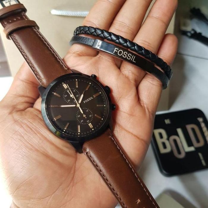 Jam Tangan Pria Foss Il Fs5437 Original Paket Gelang Kulit