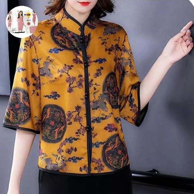 Blouse Cheongsam orang tua//atasan qipao CNY nenek nenek