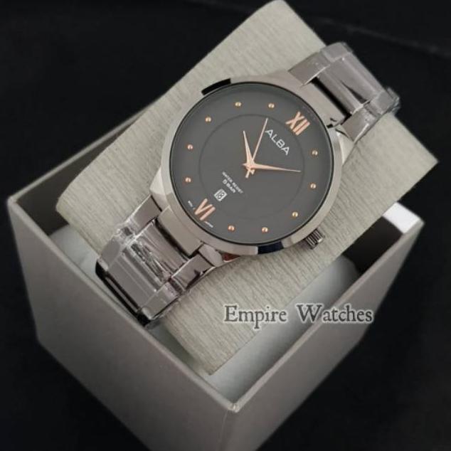 Jam Tangan Pria Alba 4D1741 Tanggal Aktif Rantai Stainless