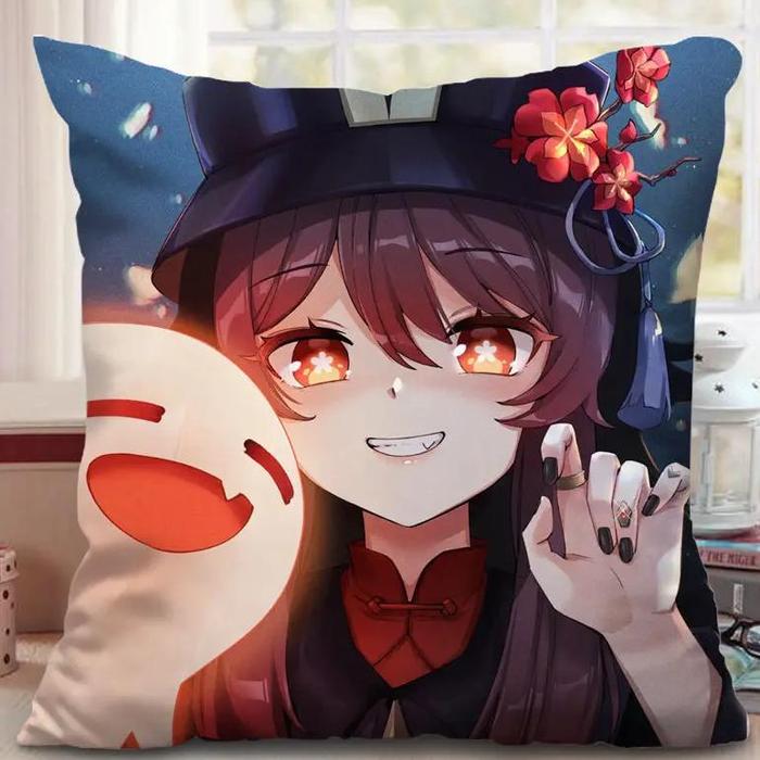 Genshin Impact Hu Tao Klee Zhongli Venti Pillow Case Square Cushion Double Side Pillow Cosplay Anime