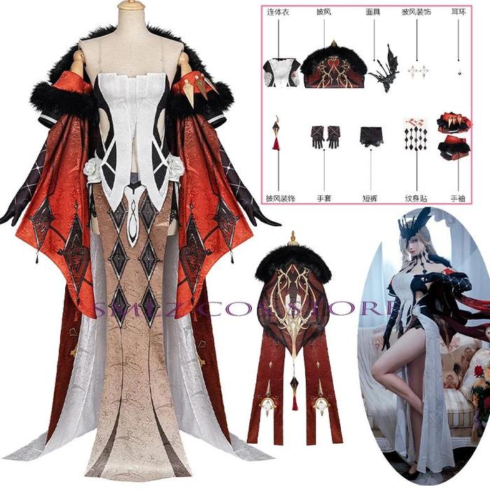 Anime Genshin Impact Fatui Cosplay The Fair Lady Dress Cloak La Signora Uniform Rosalyne-Kruzchka Lo