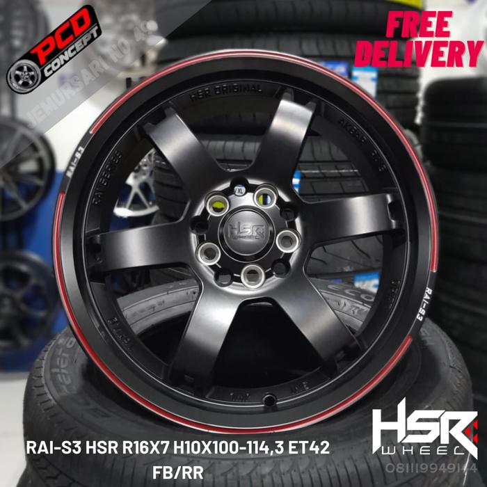 VELG MOBIL PALANG 6 RAI-S3 HSR R16X7 H10X100-114,3 ET42 FB/RR BUAT MOBIL XENIA ERTIGA NAV1 TERIOS CA
