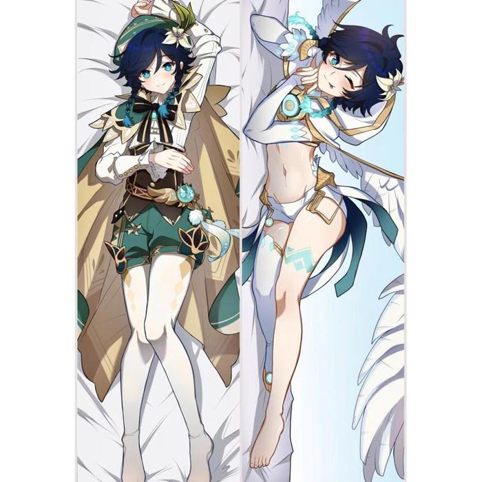 Dakimakura Anime Venti Genshin Impact Cleavage Nude Butt Large Breasts Double-Sided Print Life-Size 