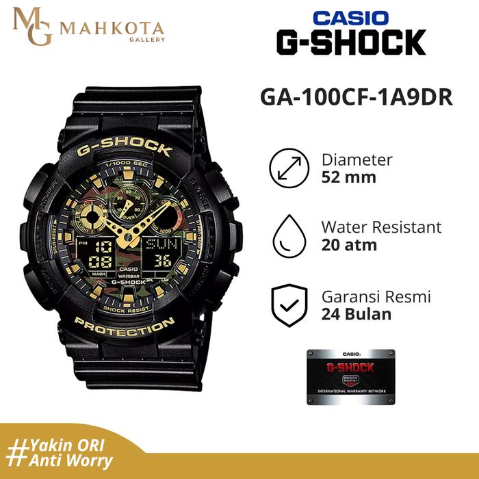 Jam Tangan Pria Casio G-SHOCK GA-100CF-1A9DR Analog-Digital Strap Karet Original dan Bergaransi