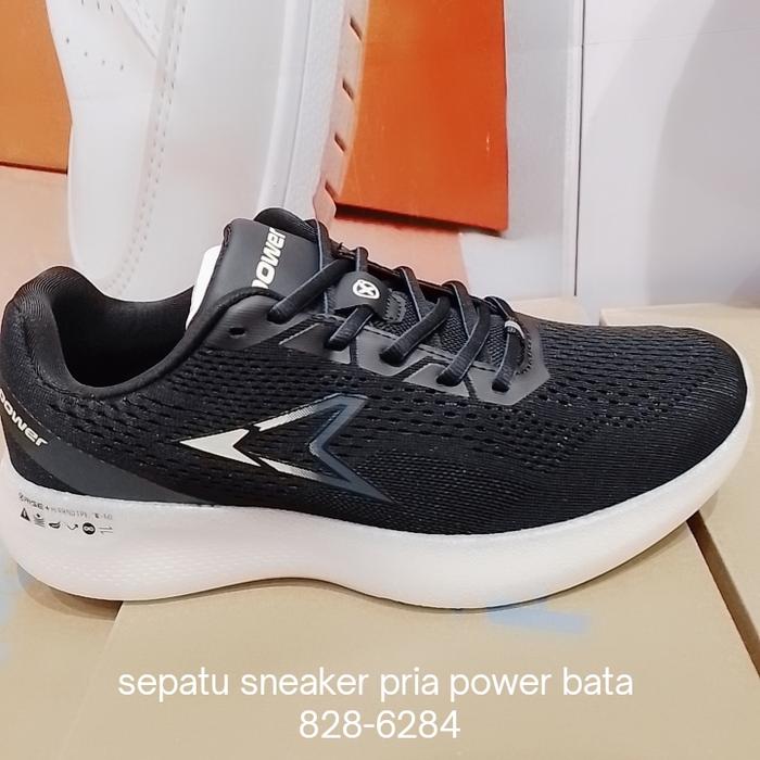 sepatu sneaker pria power bata original hitam