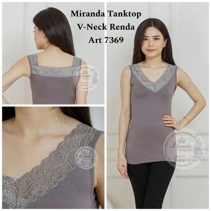 Tank Top Camisole Renda V-Neck Miranda 7369 Rayon Spandex