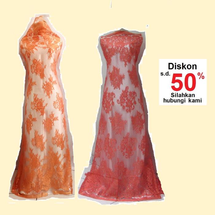Kain Panel Semi Perancis Ceplok Warna Metalik - Bunga Gold Ada Rijek