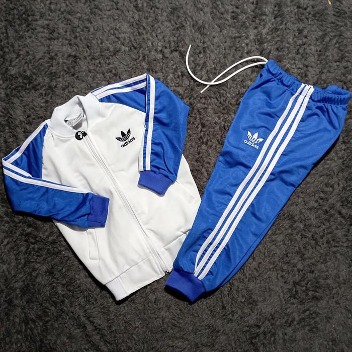 tracktop setelan adidas anak biru putih unisex