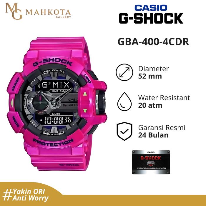 Jam Tangan Pria Casio G-SHOCK GBA-400-4CDR Analog-Digital Strap Karet Original dan Bergaransi