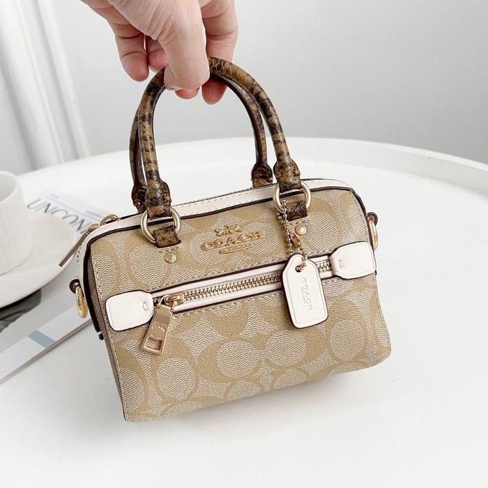 Tas Coach cc944 Mini Rowan 2300 In Signature Canvas Khaki Brown