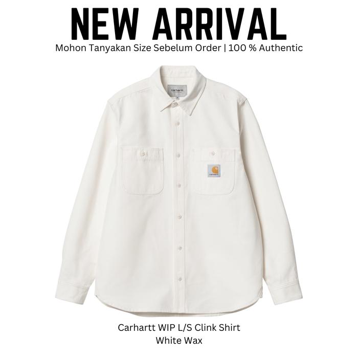 Carhartt WIP L/S Clink Shirt White Wax Kemeja Pria Original 100 %