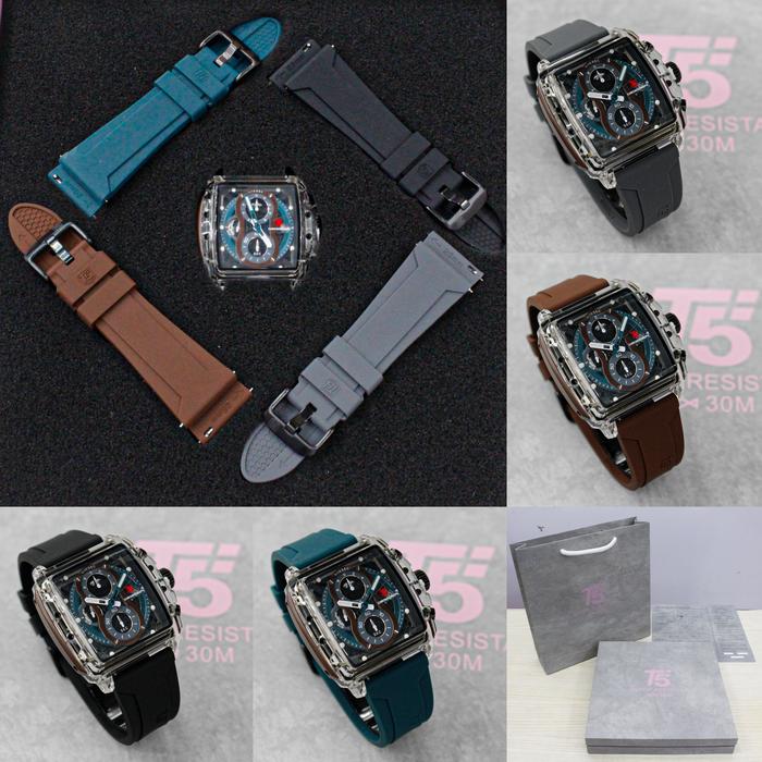 Jam Tangan Original Pria Fashion T5 H4032G Special Edition Gift Set Watches Strap Rubber Tanggal Dan