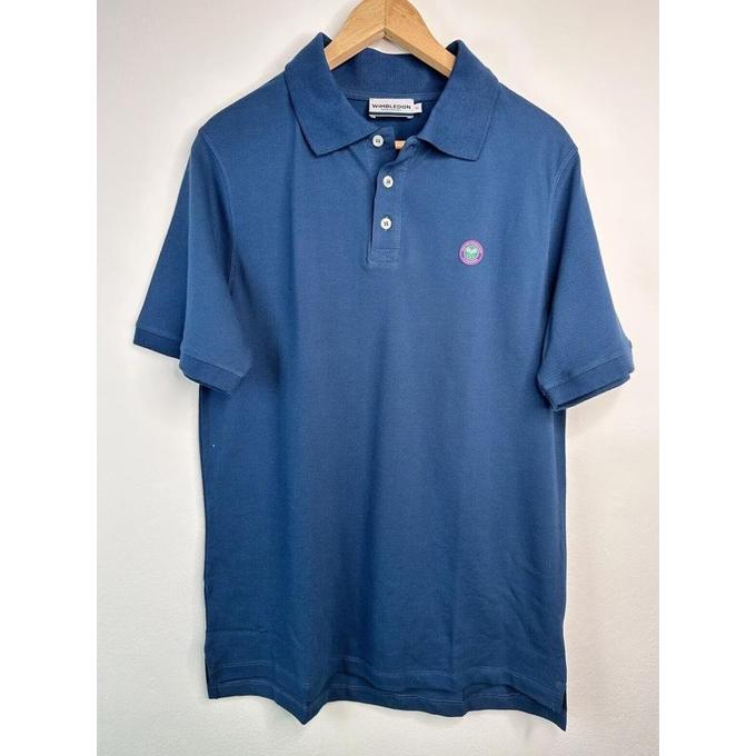 Wimbledon Tennis Championships Mens Blue Polo Shirt. Kaos Polo Pria