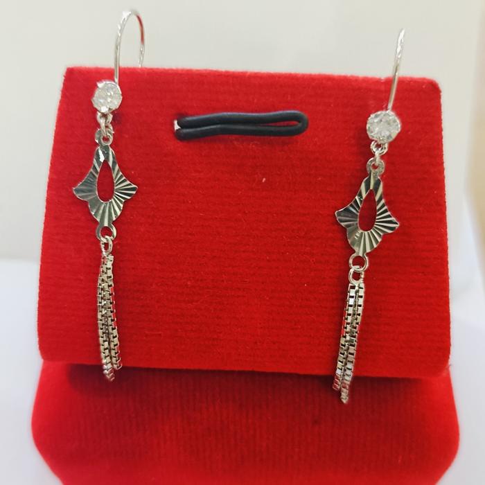Anting panjang Dewasa Asli perak silver 925 lapis emas putih at030