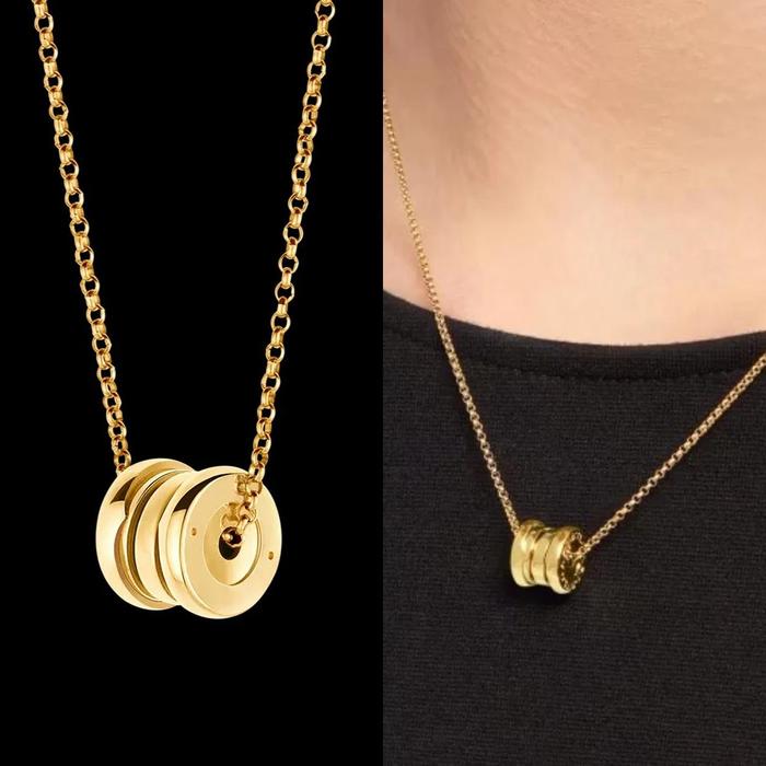 S Silver Fashion Classic B.Zero1 Series Pave Diamonds Circle Mini Pendant Necklace Suitable for Wome