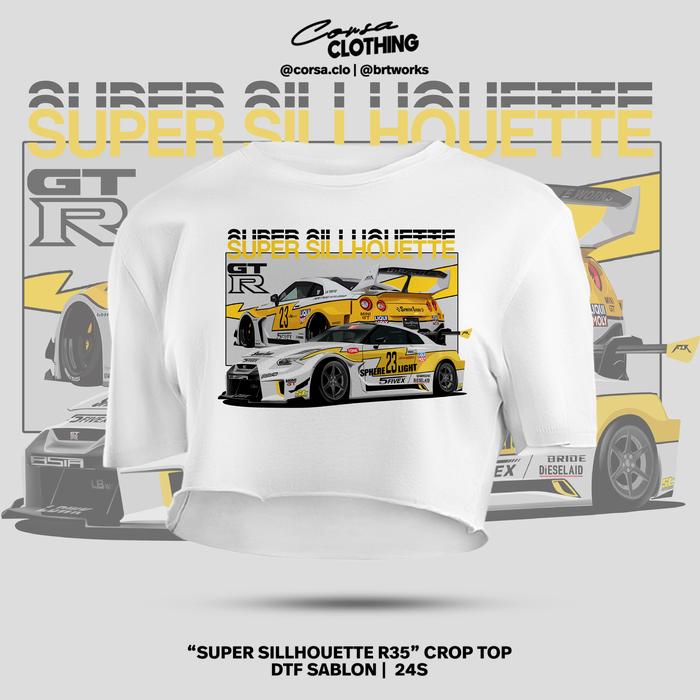 Super Sillhouette LBWK R35 Crop Top Wanita Otomotif Cargirl Liberty Walk