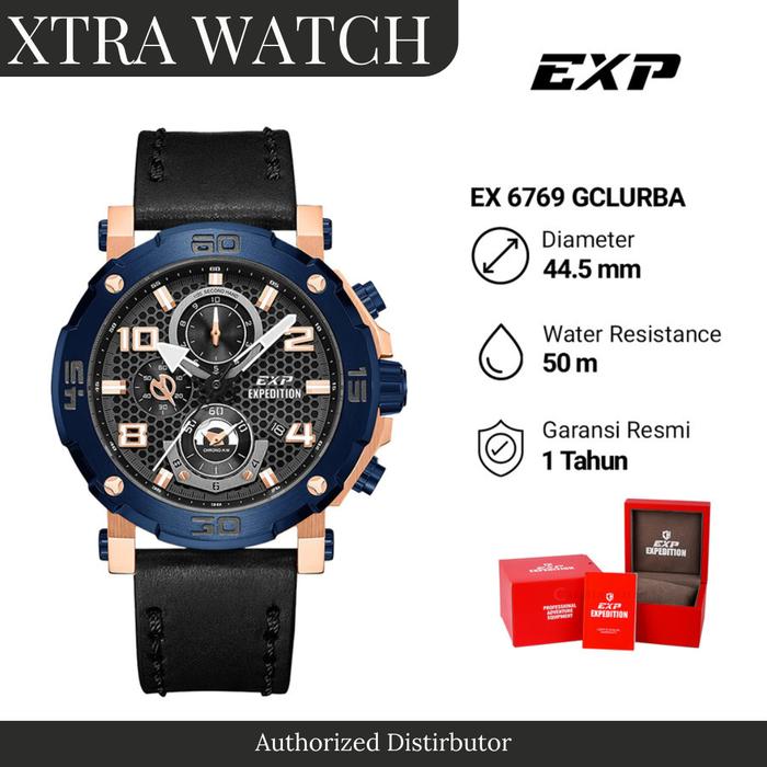 JAM TANGAN PRIA EXPEDITION EXP 6769 / E6769 ORIGINAL CHRONOGRAPH - BLACK ROSE BLUE