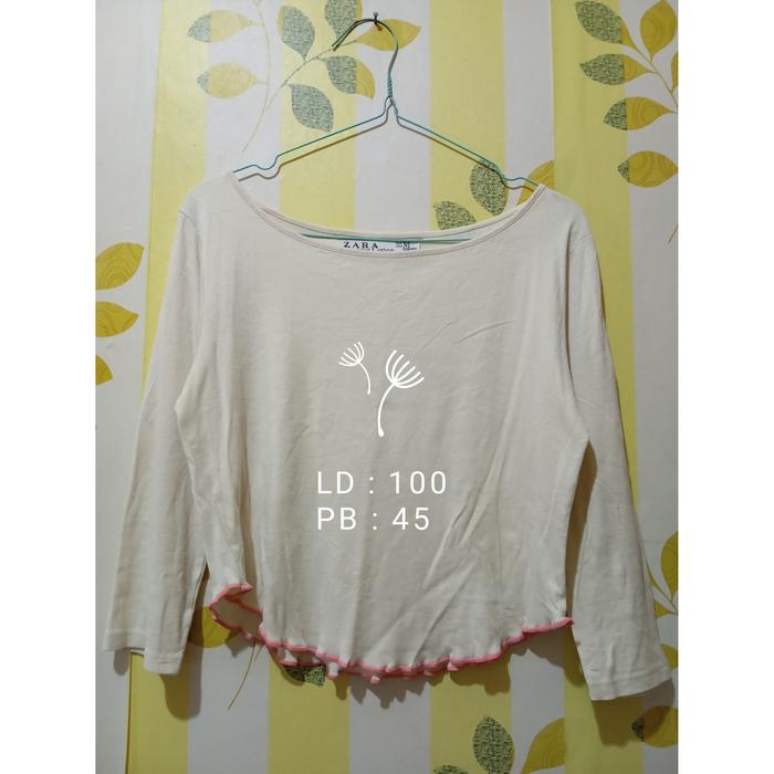 Thrift crop top lengan 6/8 Zara Organic Cotton