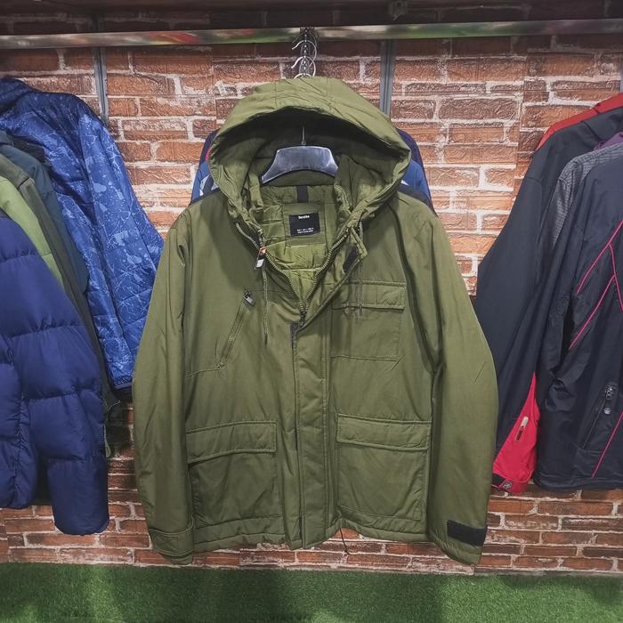 jaket parka outdoor BERSHKA sz XL hijau puffer hangat