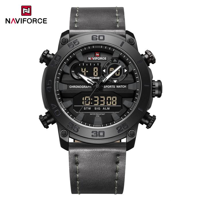Jam Tangan Pria Digital Navi Force Original Tahan Air NF 9144 B/W/B