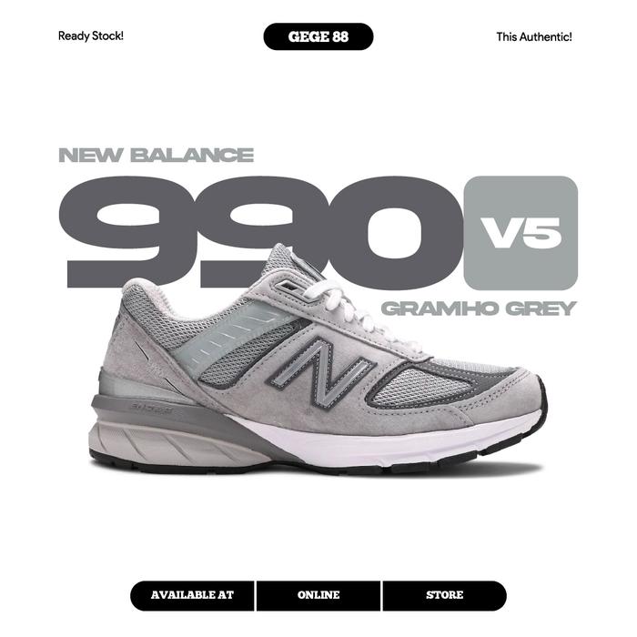 New Balance 990v5 Gramho Grey 100% BNIB Sneakers Casual