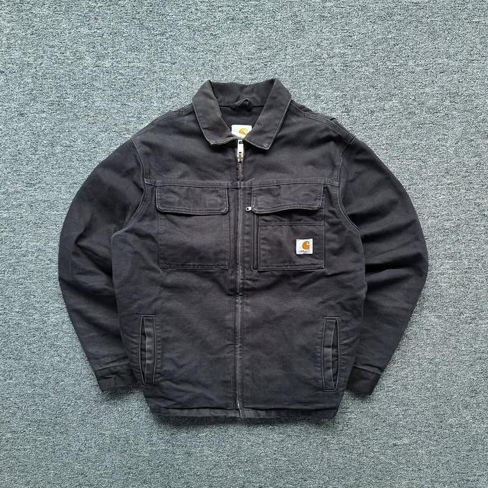 2009's vintage carhartt jacket J133 BLK duck canvas thermal lined ( black ) medium size ( M )