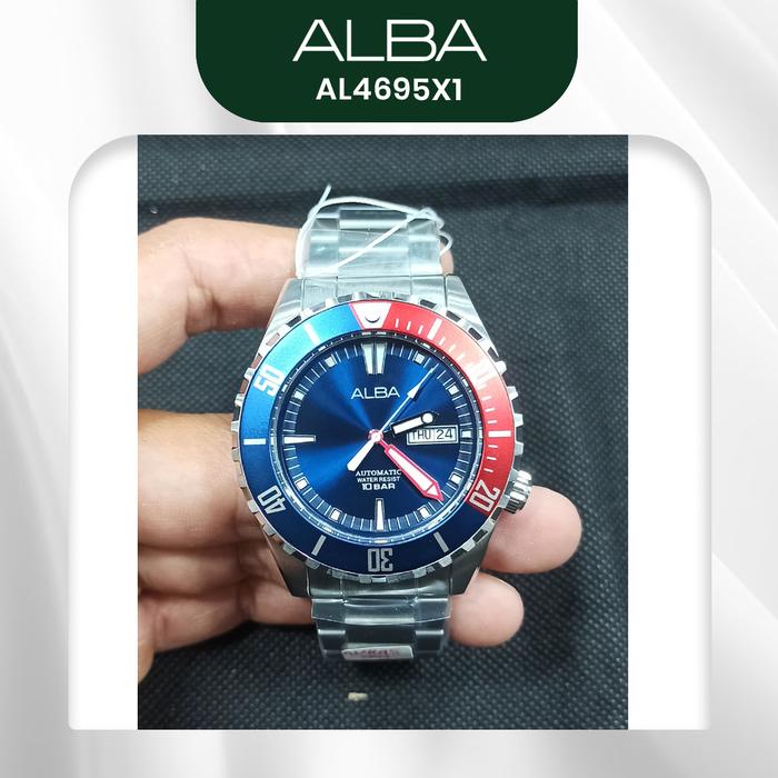 Jam Tangan Pria Alba AL4695X1 AL4695 Automatic Blue Dial Original Resmi