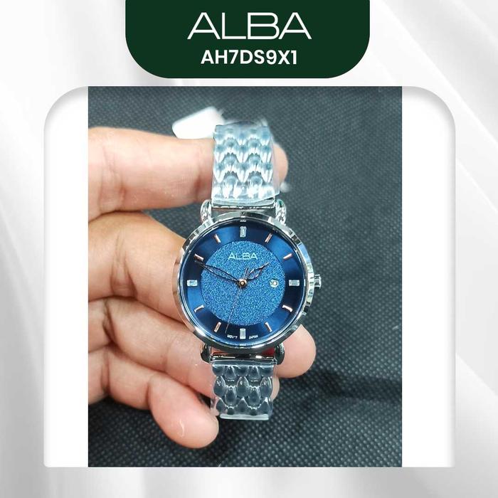 Jam Tangan Wanita Alba AH7DS9X1 AH7DS9 Silver Blue Dial Original Resmi