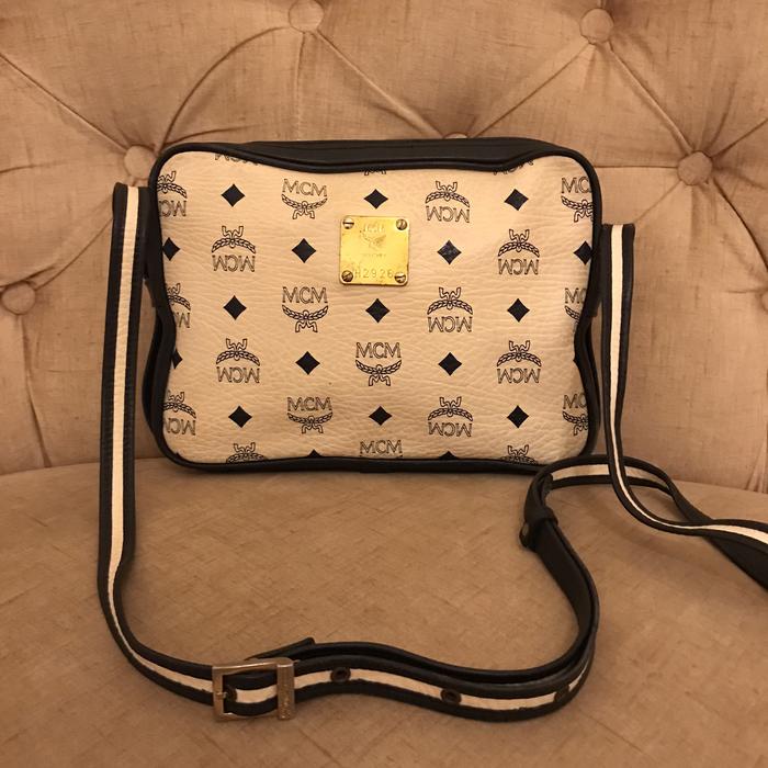 Mcm sling bag black white