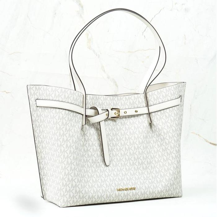tas wanita mk emilia large ew tote lt cream multi bp