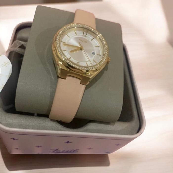 Jam tangan wanita F O S S I L pink leather watch