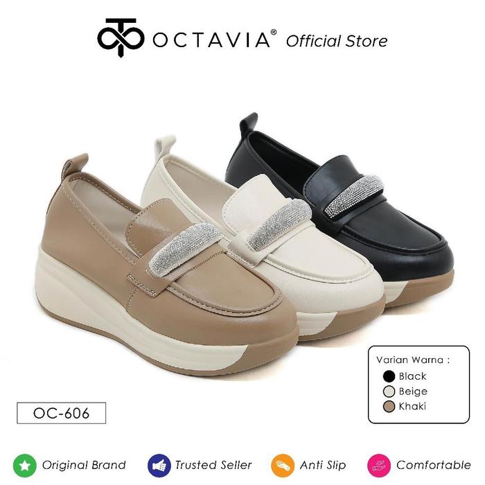 [Original] Octavia Sepatu Sneakers Casual Highsole Wedges Wanita #Oc-606