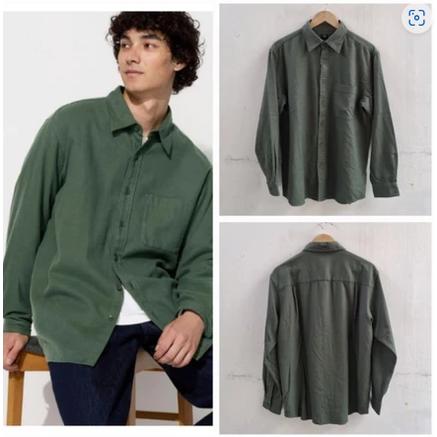 KEMEJA UNIQLO FLANNEL 57 OLIVE BARU ASLI ORIGINAL