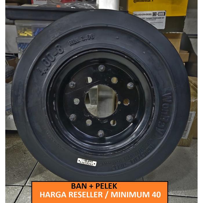 BAN SOLID  4.00-8  + PELEK  (1 SET) HARGA RESELLER