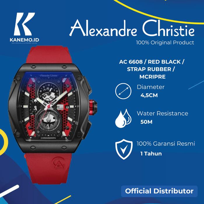 Jam Tangan Alexandre Christie Pria AC 6608 ORIGINAL - Red Black