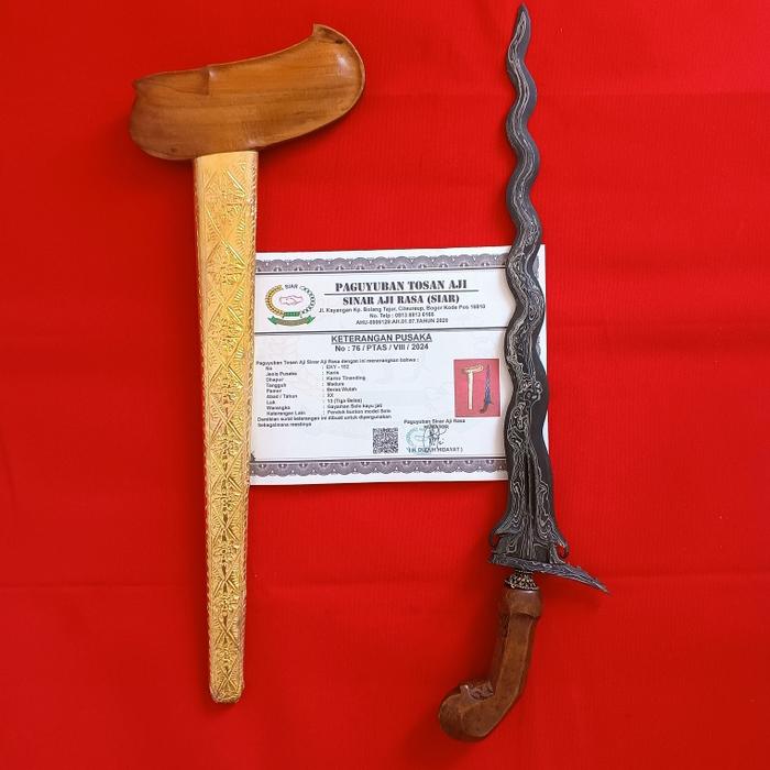 EKY-152 Keris Karno Tinanding Tangguh Madura Pamor Beras Wutah Sertifikat PTAS